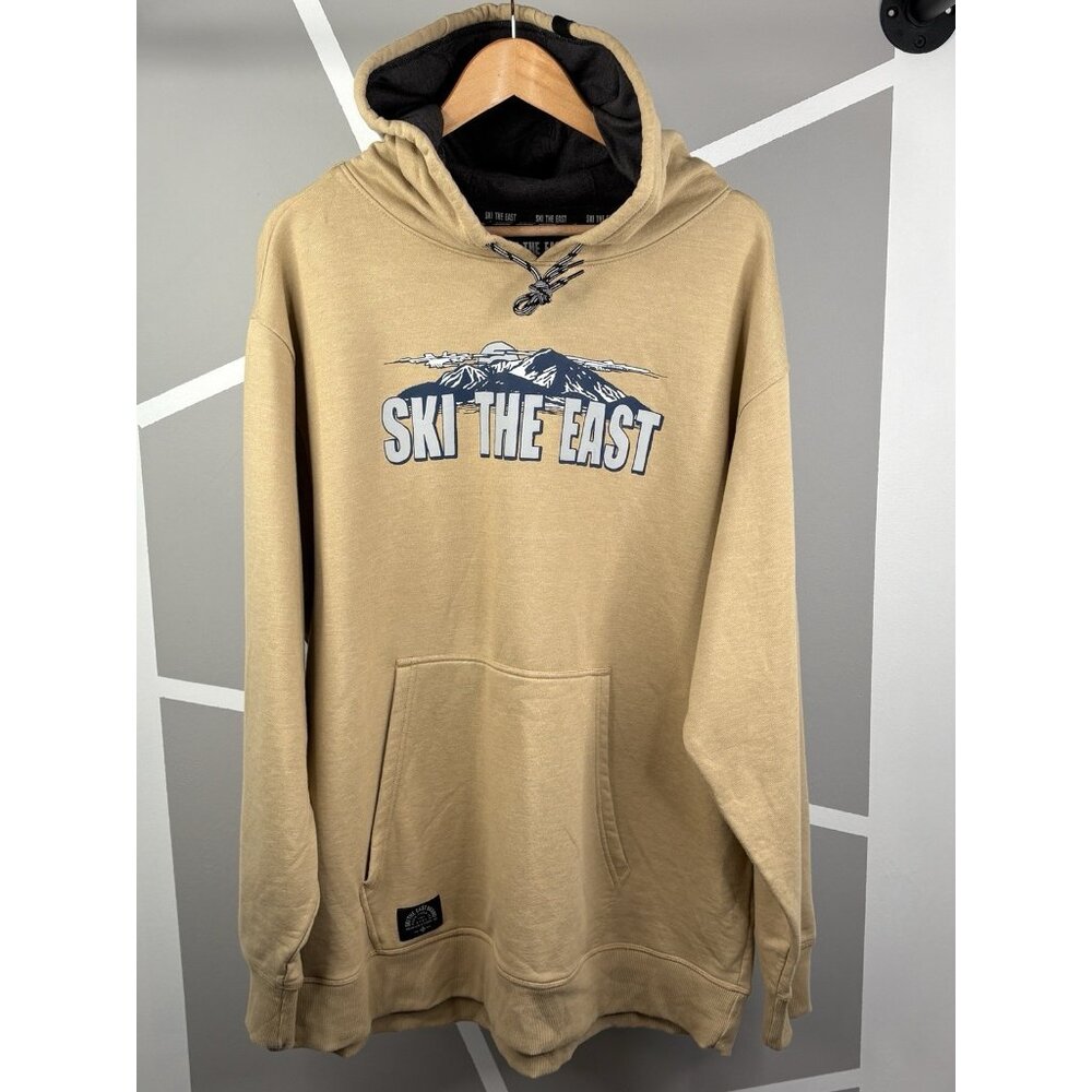 Ski The East Hoodie Mens XXL Brown Tan Organic Cotton Skiing Sweatshirt